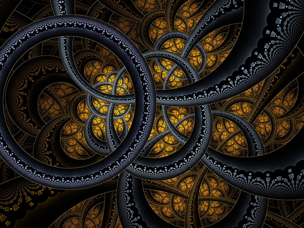 black, yellow, and gray abstract graphic illustration HD wallpaper