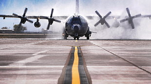 gray airline, aircraft, AC-130, Lockheed C-130 Hercules