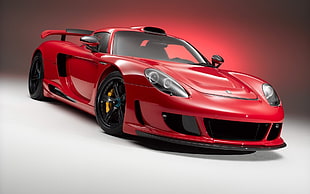 red sports coupe, car, Porsche Carrera GT, Gemballa Mirage GT, Porsche