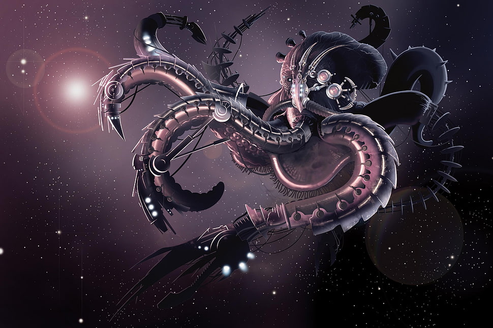robot Octopus digital wallpaper HD wallpaper