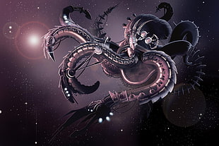 robot Octopus digital wallpaper