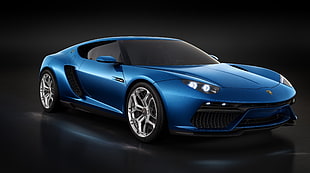blue Lamborghini coupe HD wallpaper