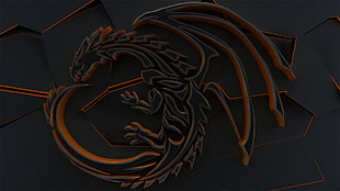 black and yellow dragon logo illustration, dragon, digital art