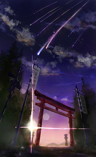 online game application wallpaper, Your Name, Kimi no Na Wa, sky, torii
