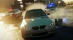 white BMW 3-series car, car, Need for Speed: Most Wanted (2012 video game) HD wallpaper