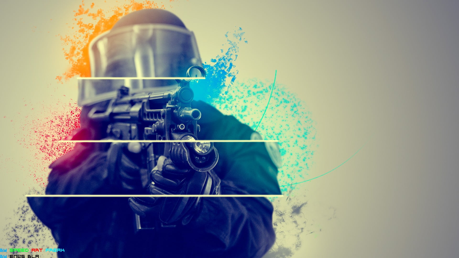 Counter Strike digital wallpaper, GIGN, machine gun