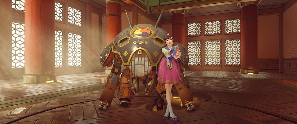 female with robot anime characters, chinese new year, D.Va (Overwatch), Overwatch HD wallpaper