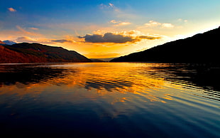 body of water, nature, landscape, sunset, lake