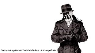 civil war militant digital wallpaper, Rorschach, Watchmen, white background, quote