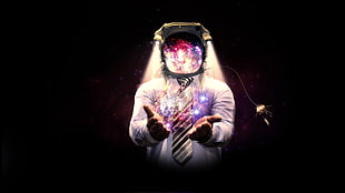 men's white dress shirt, space, bombs, suits HD wallpaper