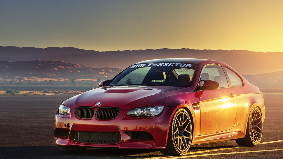 red BMW Shift S3ctor coupe HD wallpaper