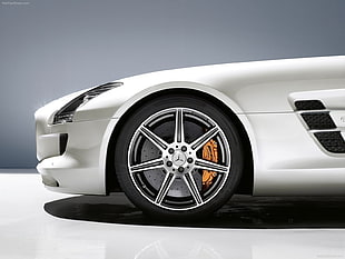 gray Mercedes-Benz multi-spoke vehicle wheel and tire, car, Mercedes-Benz, Mercedes-Benz SLS AMG