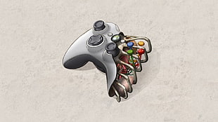 grey game controller illustration, artwork, controllers, Xbox, Xbox 360 HD wallpaper
