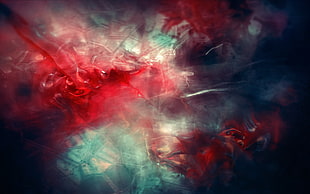 red, green, and black abstract painting