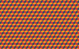 yellow, red, and blue digital wallpaper, optical illusion, cube, pattern, abstract
