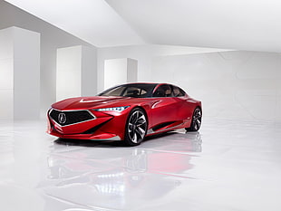 red Acura sports car on white room