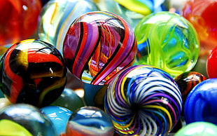 close up photo of marble toys