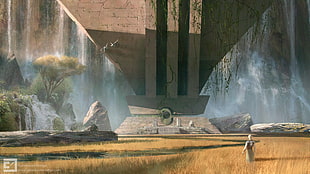 game digital wallpaper, landscape, fantasy art, watermarked