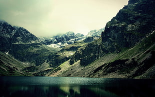 brown mountain, nature, lake, mountains, reflection