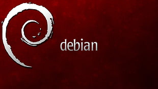 red background with debian text overlay, Linux, Debian