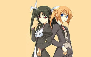 two female anime character digital wallpaper