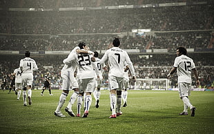 men's white long-sleeved jersey shirt, Real Madrid, Cristiano Ronaldo, soccer, sport 