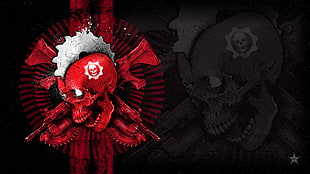 red and black skull logo wallpaper
