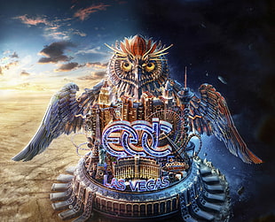 blue owl Las Vegas poster illustration