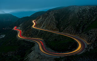 time lapse photography of road painting, road, landscape, long exposure, California