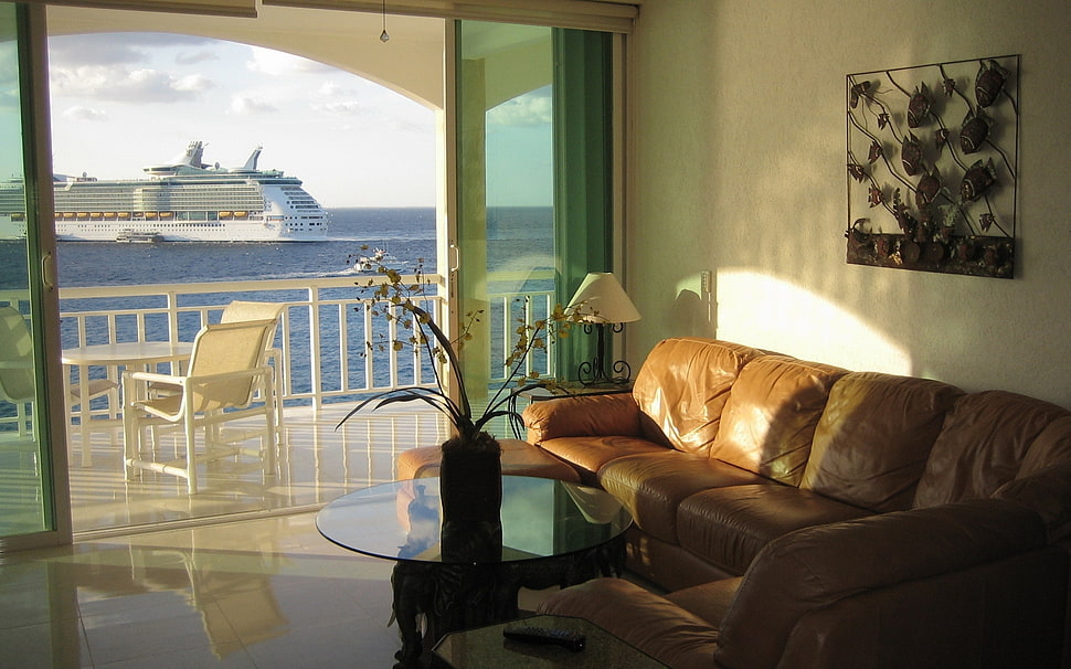 opened glass patio door HD wallpaper