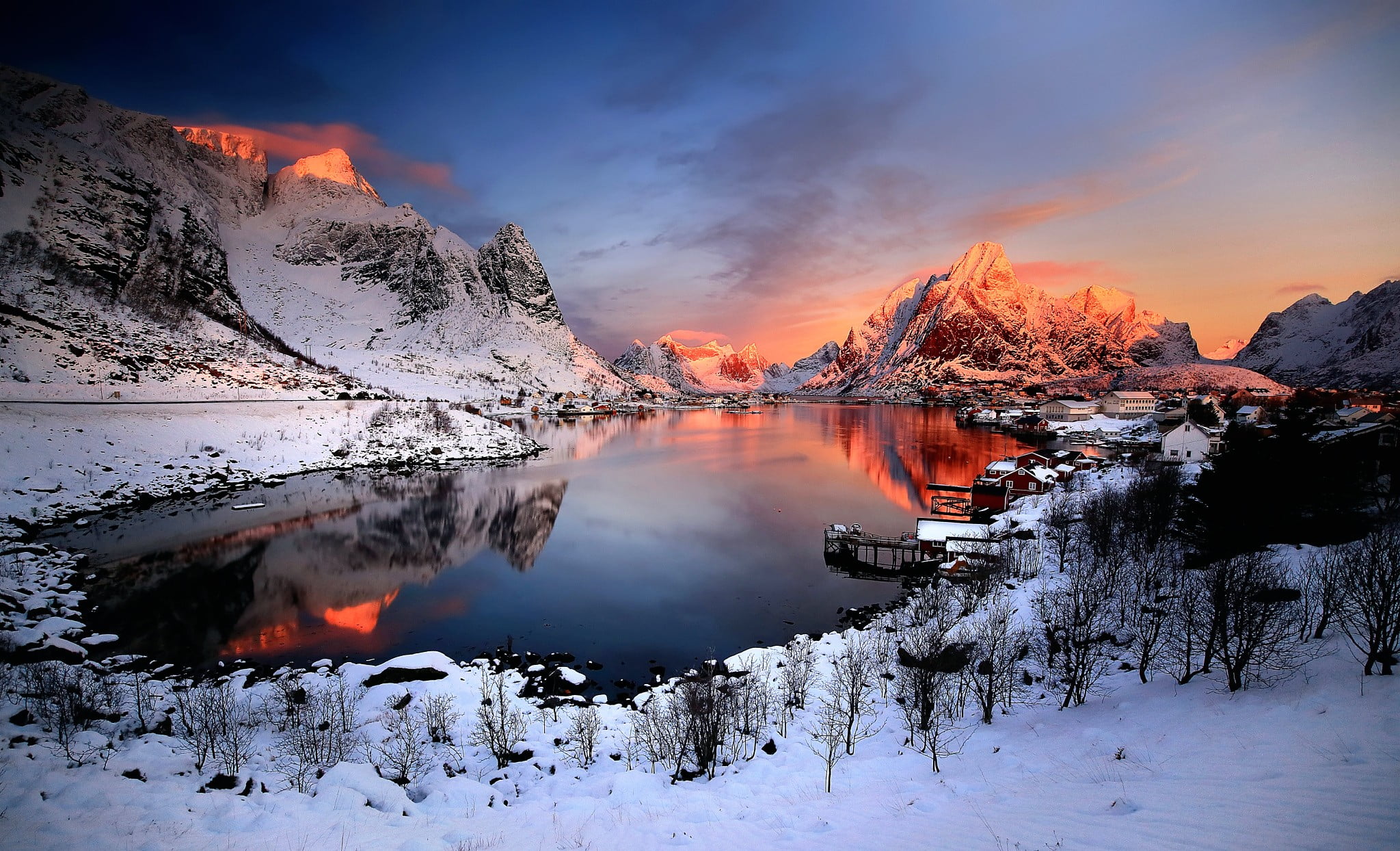landscape photography of body of water surrounded with mountains, Norway, winter, nature, landscape