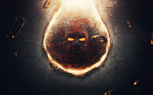 fire illustration, fire, face, eyes, burning HD wallpaper
