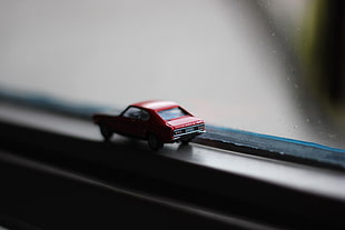 black and red plastic toy, macro, car, window HD wallpaper