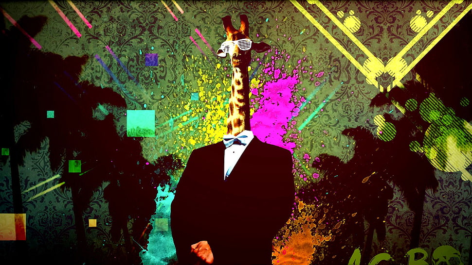 illustration of giraffe, digital art, Photoshop HD wallpaper