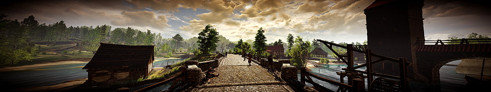 brown wooden house digital art, The Witcher, The Witcher 3: Wild Hunt, Nvidia Ansel HD wallpaper