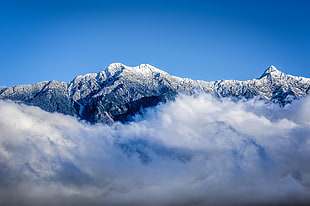 photography of white snowy mountain with white clouds under blue sky during day time, jade mountain