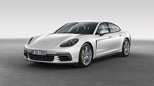 white Porsche sedan digital wallpaper