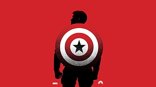man wearing red and white Captain America shield