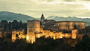 gray concrete building, Spain, Alhambra, fortress, Granada HD wallpaper