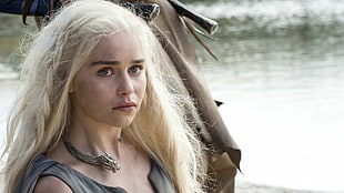 women's gray scoop-neck sleeveless top, Emilia Clarke, Game of Thrones, people, celebrity