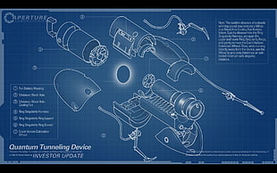 Quantum Tunneling device investor update, blueprints, Aperture Laboratories, Portal (game), Portal Gun