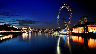 London Eye, cityscape, reflection, river, London Eye HD wallpaper