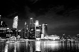 assorted lighten skyscrapers during nighttime, singapore city