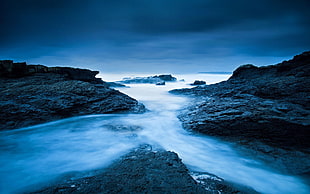 time-lapse photography of water and mist, landscape, nature, rock, long exposure