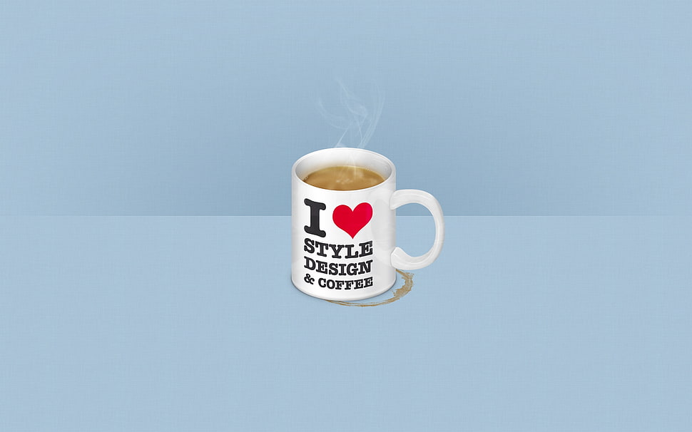 white I Heart Style Design ceramic mug HD wallpaper