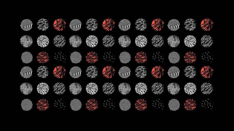 black, red, and gray polka-dot graphic wallpaper HD wallpaper