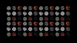 black, red, and gray polka-dot graphic wallpaper
