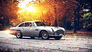 white Mercedes-Benz sedan, effects, Aston Martin DB5, Aston Martin, car