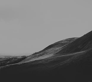 brown hill, monochrome, landscape HD wallpaper