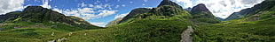 panorama photography of green mountains, glen coe